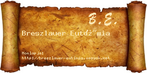 Breszlauer Eutímia névjegykártya